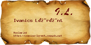 Ivanics Lóránt névjegykártya